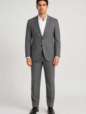 Luxury Italian Black Brown 1826 Men’s Grey 100% Wool Suit Blazer 42R Pants 34x32